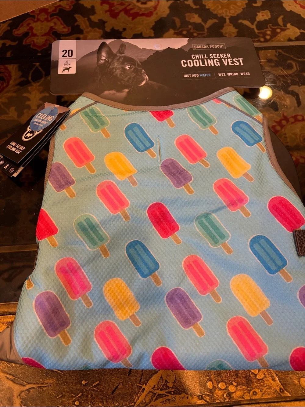 NWT Various Sizes Cooling Dog Vest - Light Blue Popsicle Design